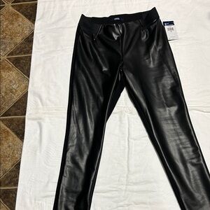 Black Faux Faux leather Leggings by Chaps